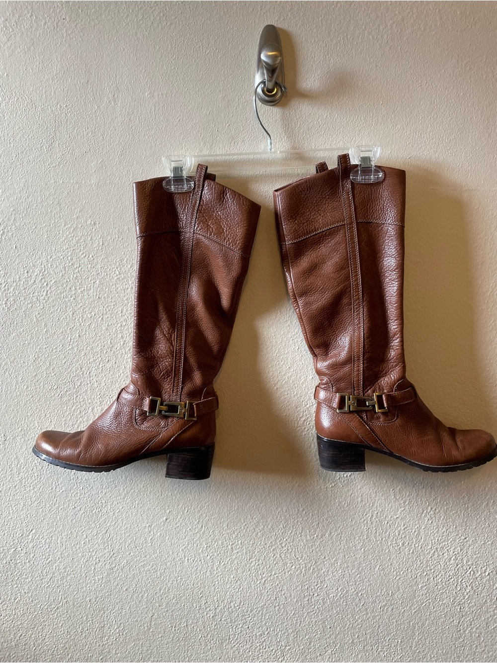CIRCA: Joan & David: Brown Leather Mid-Calf Riding Boots, siz 71/2.